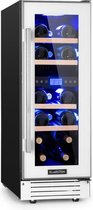 Klarstein Vinovilla Duo 17 twee zones-wijnkoelkast 53 liter / 17 flessen , glasdeur en driekleurige binnenverlichting , 44 dB , touch-bedieningspaneel met LCD-display