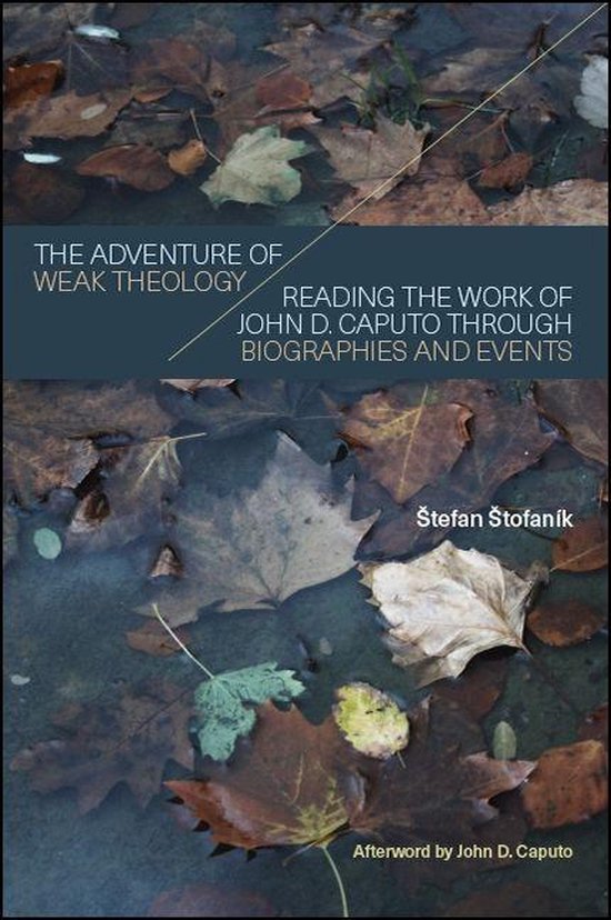 Boekomslag met herfstbladeren in het water en de titel: The Adventure of Weak Theology van Štefan Štofaník.