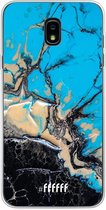 Samsung Galaxy J7 (2018) Hoesje Transparant TPU Case - Blue meets Dark Marble #ffffff