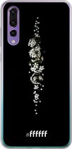 6F hoesje - geschikt voor Huawei P30 -  Transparant TPU Case - White flowers in the dark #ffffff