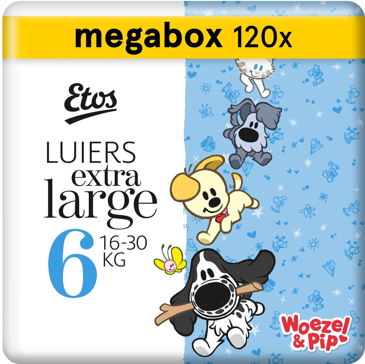 Etos Woezel & Pip Luiers - XL Maat 6 - 16-30 kg - Maandbox 120 stuks (3 x  40 st) | bol.com