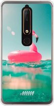 Nokia 6 (2018) Hoesje Transparant TPU Case - Flamingo Floaty #ffffff