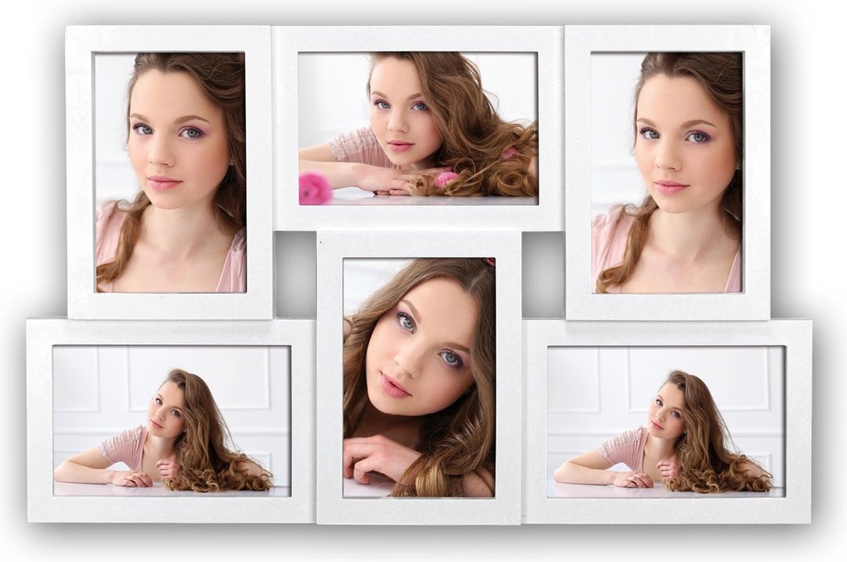 Zep Multi Fotolijst Andorra Wit voor 6 foto's 10x15 afmeting 45,5x29 cm - XK646W