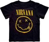 Nirvana Kinder Tshirt -Kids tm 5 jaar- Yellow Happy Face Zwart