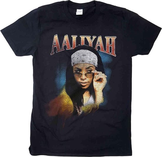 Aaliyah - Trippy Heren T-shirt - S - Zwart