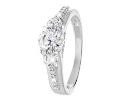 Lucardi Dames Ring met zirkonia - Ring - Cadeau voor vrouwen - Echt Zilver - Zilverkleurig