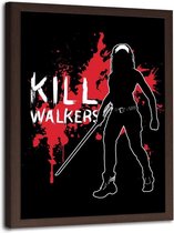 Foto in frame , Kill Walkers ,  70x100cm , filmpersonage II, rood wit zwart , wanddecoratie