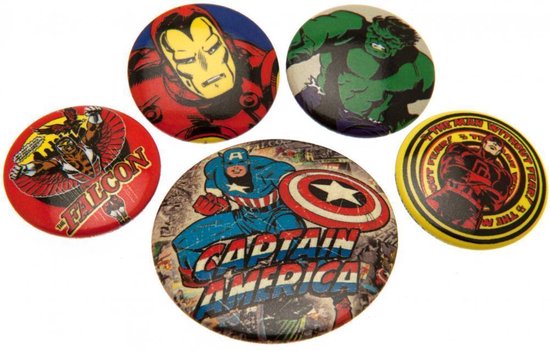 Boutons Captain America - Pack de badges Marvel