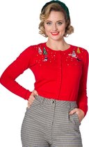 Dancing Days Cardigan -M- CHRISTMAS TOWN EMBRIODERY Rood