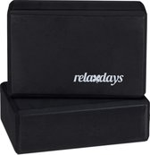Relaxdays yoga blok - set van 2 - hardschuim - verschillende kleuren - zwart