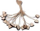 ARTYFETES - 16 houten hartjes met touw