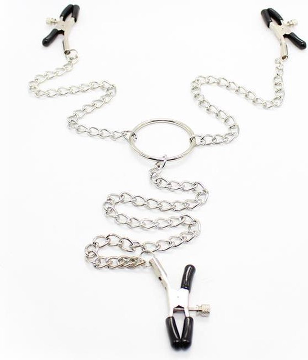 Goedkoopste FETISH ADDICT - Nipple Clamps And Clit Clamps With Chain Metal