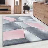 Modern Desing Tapijt Geometrisch ontwerp in vage tonen Roze Grijs Wit