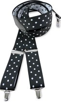 We Love Ties - Bretels - 100% made in NL, zwart met witte polkadots - zwart / wit