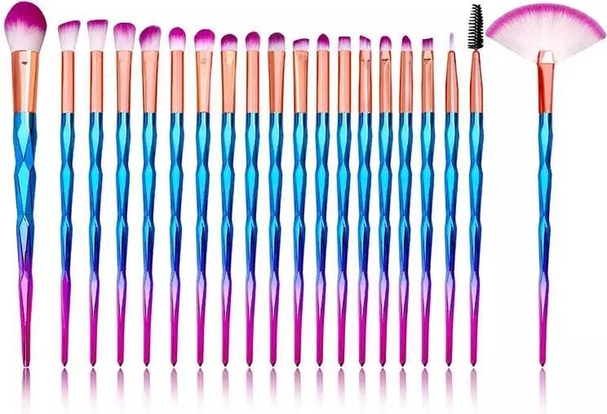 Set van 20 make-up kwasten - Eenhoorn stijl - Paars / Blauw - Sparkolia - Professionele Make up Brushes- Kwastenset - hoge kwaliteit borstels