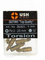 USH Isotin Top Quality Bits, Ph 2 - 25 mm, 1/4 inch, 5 stuks, (26911)