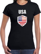 USA landen t-shirt zwart dames - Amerikaanse landen shirt / kleding - EK / WK / Olympische spelen USA outfit L