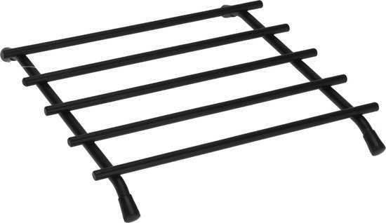 4x Metalen zwarte pannenonderzetters vierkant 20 cm - Keukenbenodigdheden - Kookbenodigdheden - Tafel dekken - Pannenonderzetter - Pannen/schalen onderzetters van metaal - Merkloos