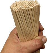 Set van 200 houten stokjes (4 mm x 30 cm, berkenhout, puntig)