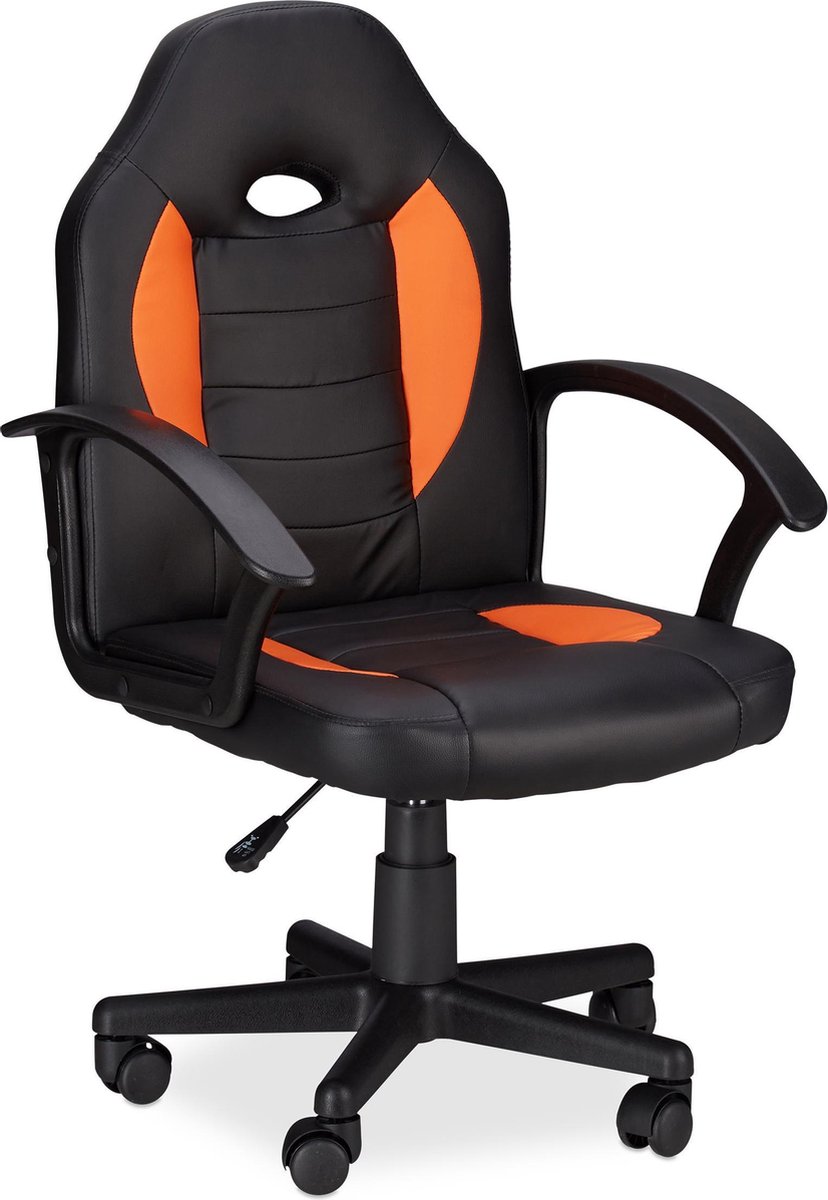 Relaxdays gamestoel XR7 - bureaustoel PC gaming - individuele zithoogte - computerstoel - Oranje