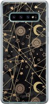 Samsung Galaxy S10 hoesje siliconen - Sterren, zon, maan - Soft Case Telefoonhoesje - Sterren - Zwart