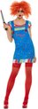 Smiffy's - Chucky & Child's Play Kostuum - Chucky Wil Met Je Spelen - Vrouw - Blauw - Medium - Halloween - Verkleedkleding