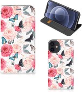 Flipcase Cadeautjes voor Moederdag Geschikt voor iPhone 12 Mini Smartphone Hoesje Butterfly Roses