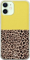 iPhone 12 mini hoesje siliconen - Luipaard geel | Apple iPhone 12 Mini case | TPU backcover transparant