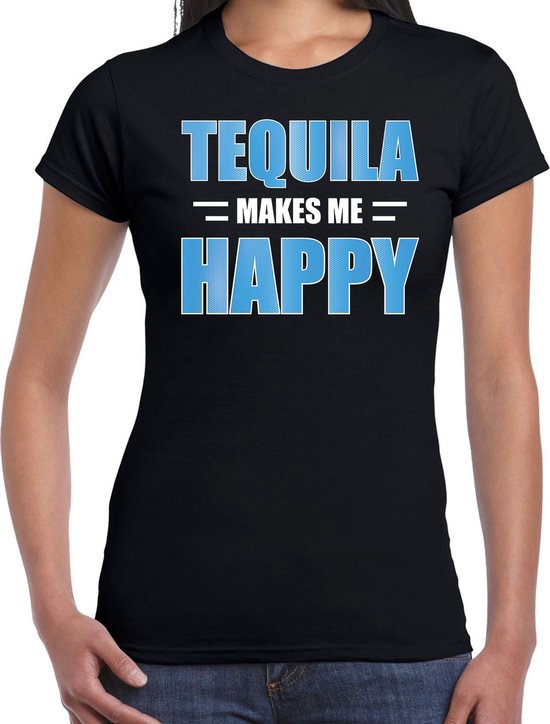 Tequila makes me happy / Tequila maakt me gelukkig drank tshirt zwart voor dames