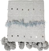 Deken Handira Pompom Grijs