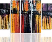 Schilderij , Abstracte Brug  ,4 maten , 5 luik , rood oranje zwart , wanddecoratie , Premium print , XXL