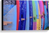 Canvas  - Verschillende Kleuren Surfborden - 60x40cm Foto op Canvas Schilderij (Wanddecoratie op Canvas)