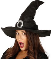Halloween Zwarte heksenhoed met gesp voor dames - Halloween/horror