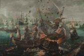 Slag bij Gibraltar in 1607 op Acrylglas - WallCatcher | Liggend 120 x 80 cm | Cornelis Claesz. van Wieringen