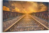 Schilderij - Spoorweg naar de zonsondergang — 100x70 cm