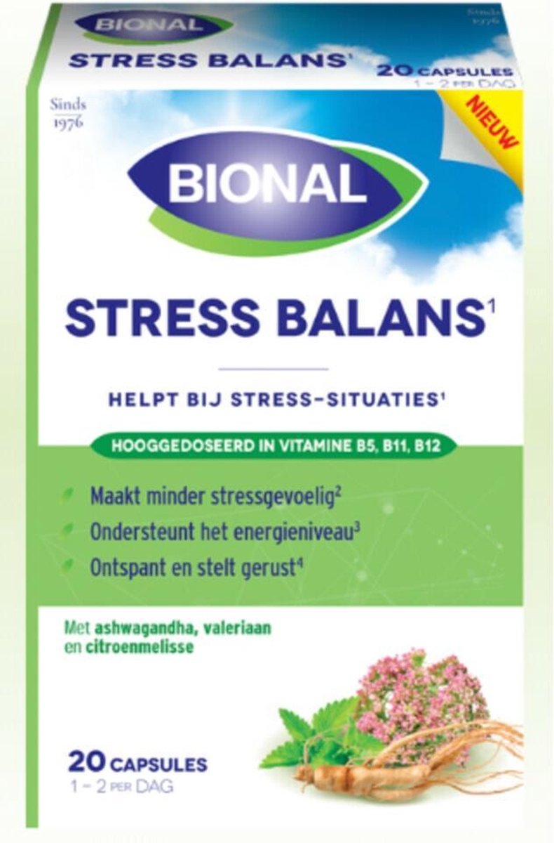 Bional Stress Balans - Vegan voedingssupplement met Ashwaghanda – 20 capsules - Bij stress