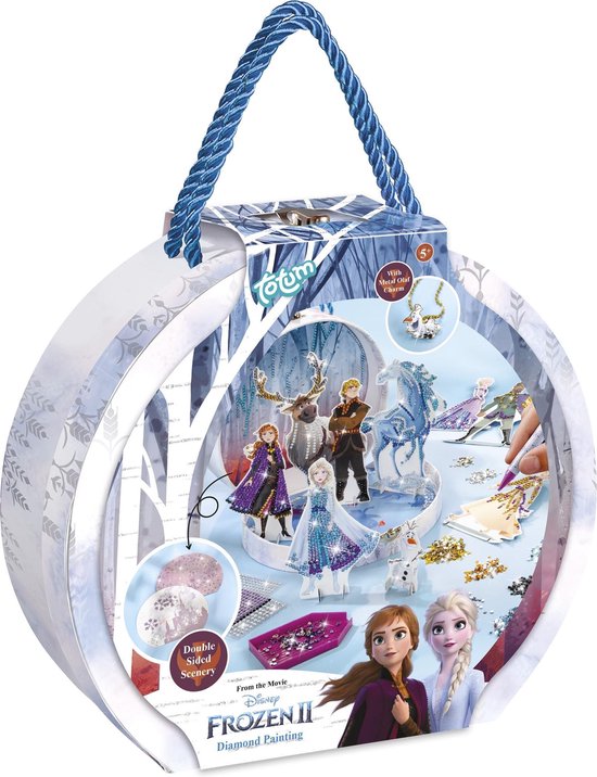 Disney Frozen Totum knutselkoffertje Diamond Painting Studio met Anna en Elsa - Winter Wonderland in koffertje cadeau tip knutselen