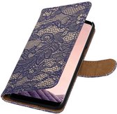 Wicked Narwal | Lace bookstyle / book case/ wallet case Hoesje voor Samsung Galaxy S8 Plus Blauw