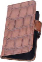 Wicked Narwal | Glans Croco bookstyle / book case/ wallet case Hoes voor Samsung Galaxy Note 4 N910F Bruin