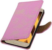 Wicked Narwal | Lace bookstyle / book case/ wallet case Hoes voor Samsung Galaxy A5 2017 A520F Roze