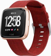 Versa Nylon Gesp Band - Maat ML - Rood - Geschikt Voor Fitbit - Horlogeband - Armband - Polsband