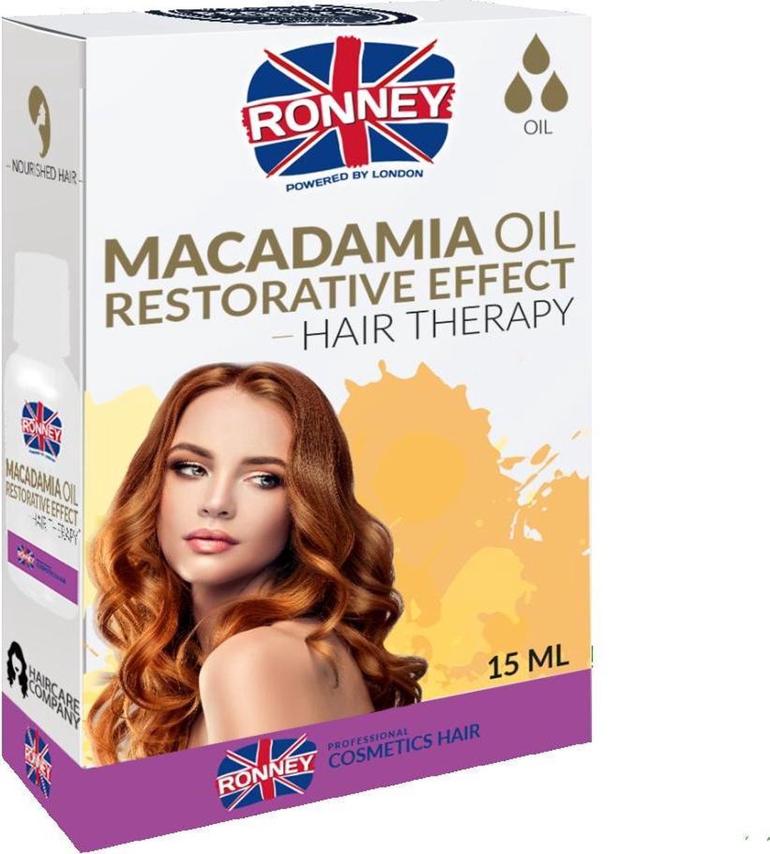 RONNEY Macadamia Oil Restorative Effect Olie 15ml - Haarolie - Haar Serum - Verjongend Haar Serum