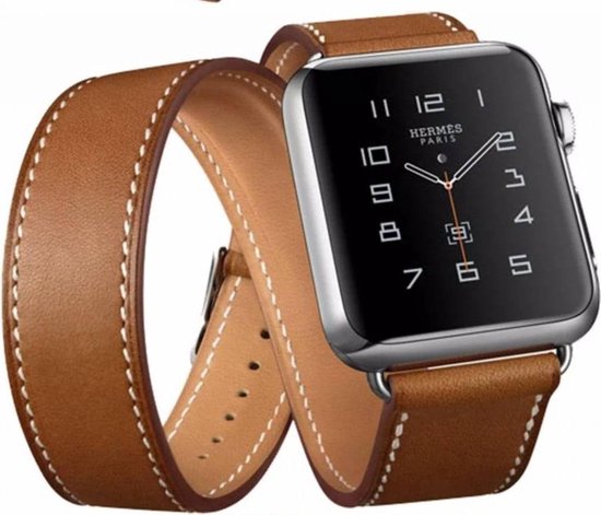 Apple watch PU leren hermes band - wit - 123watches B.V.