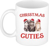 Cadeau kerstmok Christmas cuties met kittens - 300 ml - keramiek - koffiemok / theebeker - Kerstmis - kattenliefhebbers