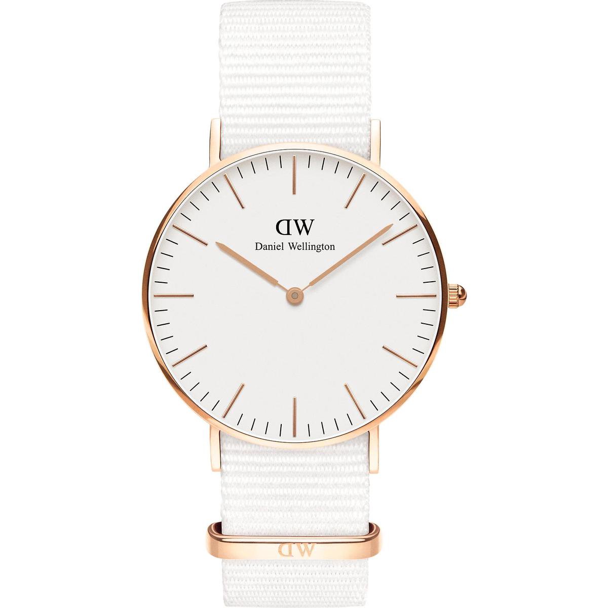 Daniel Wellington Analog Quarz 28 Rosé/Weiß Perlon/Nylon 32010738