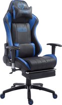 Clp Shift - Chaise de bureau - Cuir artificiel - noir / bleu, avec repose-pieds