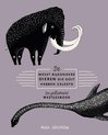 Illustratie van een mammoet en een zeemonster met de tekst 'De meest bijzondere dieren die ooit hebben geleefd' en 'Een geïllustreerd weetjesboek'.
