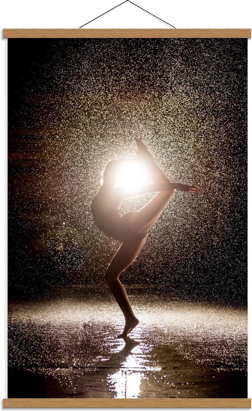 Schoolplaat – Ballet Meisje in de Regen - 60x90cm Foto op Textielposter (Wanddecoratie op Schoolplaat)