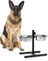 Relaxdays hondenvoerbak op standaard - in hoogte verstelbaar - dubbele voerbak - hondenbak - 2 x 2,15 Liter