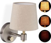Relaxdays wandlamp vintage - muurlamp slaapkamer - dimbaar - E14 fitting - lampenkap